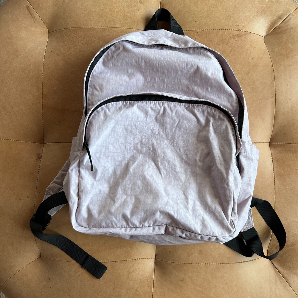 BAGGU Nylon Zip Backpack Lavender Lilac Lightweight Travel School Laptop Bag